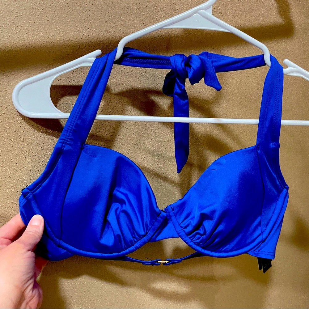 NWT Blue Halter Bikini Top